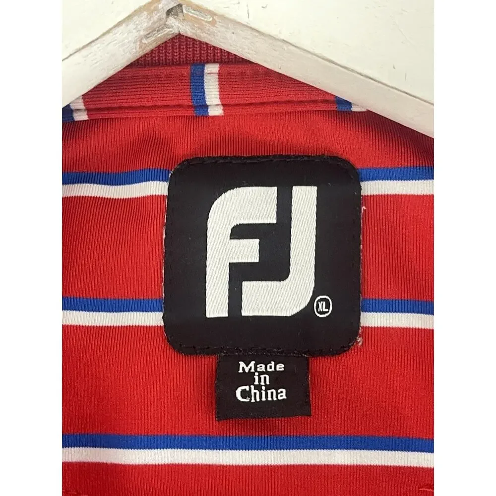 FootJoy Shirt Mens Extra Large Polo Red Striped Short Sleeve Golf XL N38